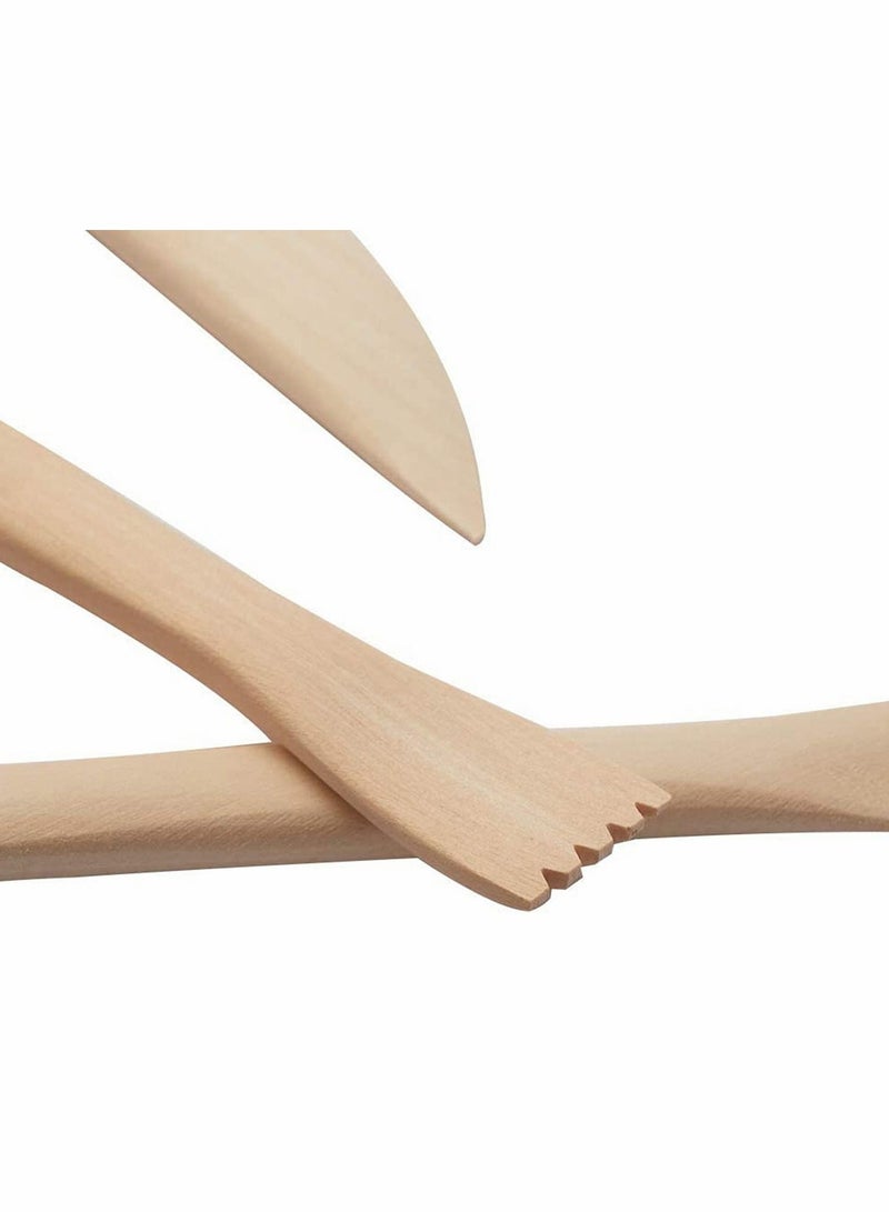 NIBEMINENT Pottery & Clay Sculpting Tools, Wooden Tools Sets for Clay, Ceramic Art Craft Beginner Gift DIY Carving Tool with Handles, 5Pcs One Set  - Image 4