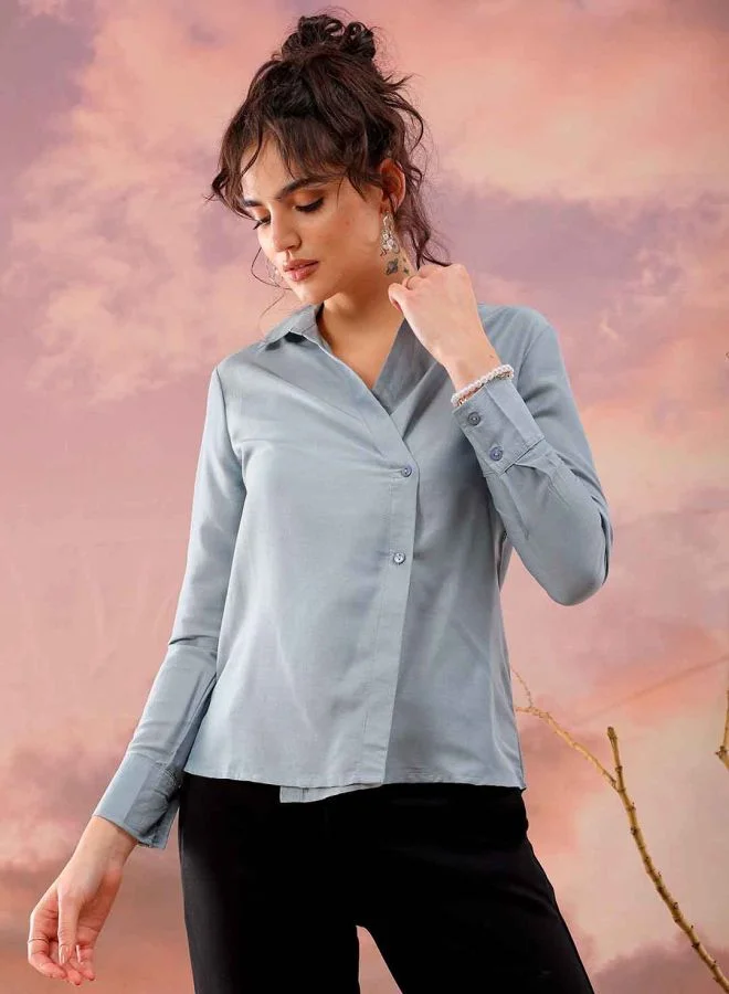 Freehand Women Regular Fit Casual Solid Button Down Top