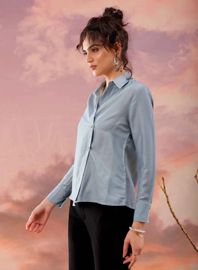 Freehand Women Regular Fit Casual Solid Button Down Top