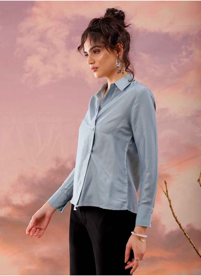 Freehand Women Regular Fit Casual Solid Button Down Top  - Image 4