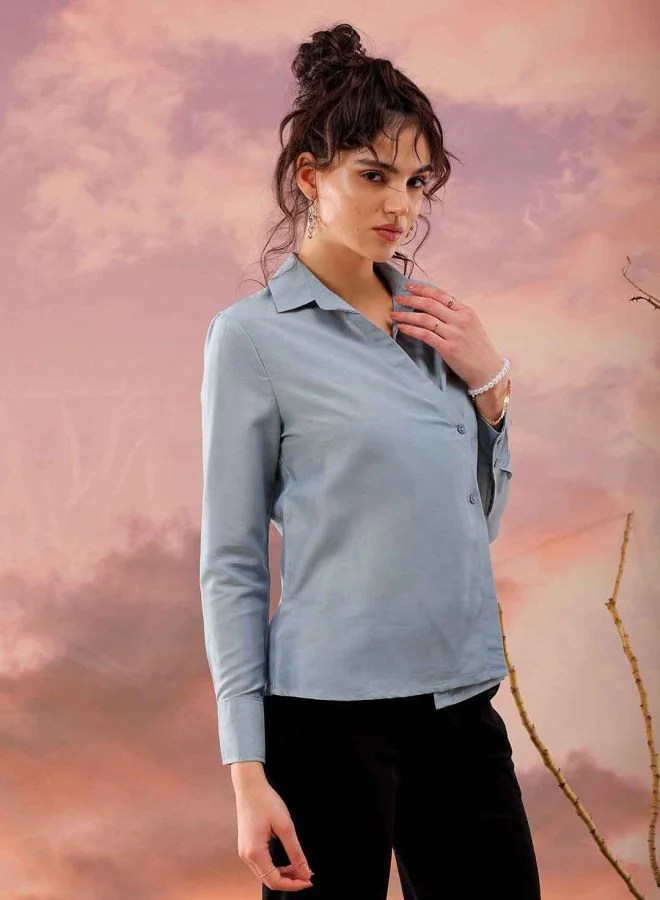 Freehand Women Regular Fit Casual Solid Button Down Top