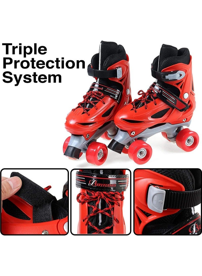 Loquat Skates Shoes for Beginners Four-wheel Adjustable Skate Shoes with Built-In Adjusters Indoor Outdoor Fitness Skates Roller Boots for Boys  Girls XS:(27-30cm) - Image 2