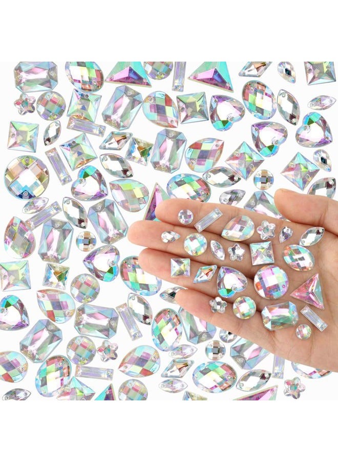 Aptkin 1000 Pieces Mixed Shape Crystal AB Acrylic Sew on Rhinestones, Jewels, Gems for Clothes, Shoes, DIY Crafts - Image 1
