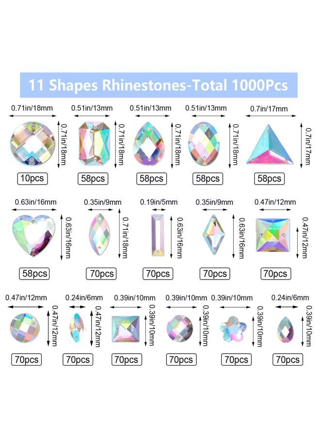 Aptkin 1000 Pieces Mixed Shape Crystal AB Acrylic Sew on Rhinestones, Jewels, Gems for Clothes, Shoes, DIY Crafts - Image 2