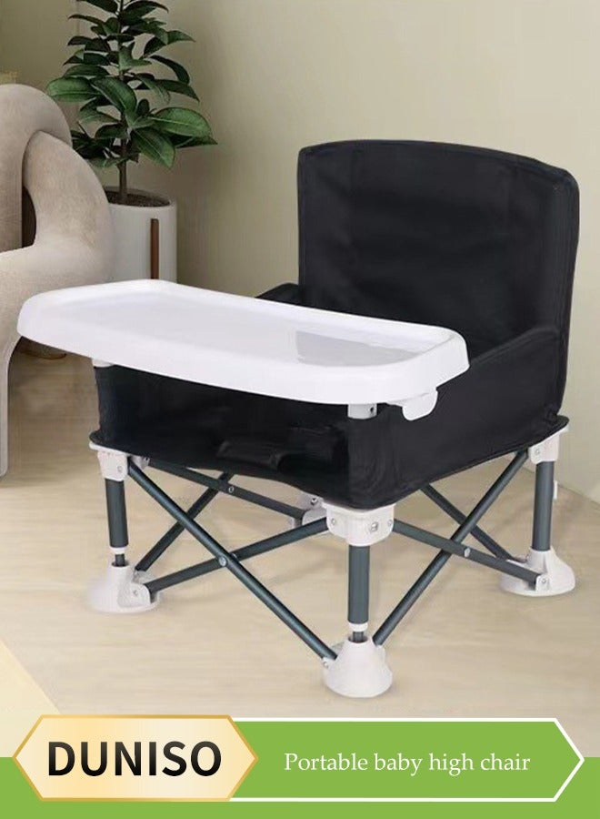 DUNISO Baby Travel Booster Seat, compact toddler feeding chair, portable children's dining chair，with detachable tray and seat belt, suitable for indoor and outdoor use, camping, beach, lawn use - Image 1