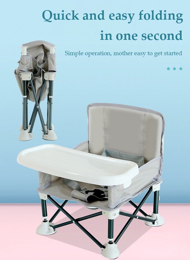 DUNISO Baby Travel Booster Seat, compact toddler feeding chair, portable children's dining chair，with detachable tray and seat belt, suitable for indoor and outdoor use, camping, beach, lawn use - Image 4