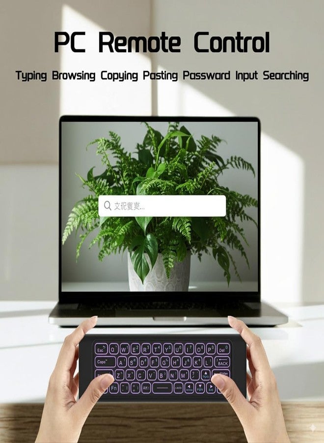 iPazzPort Mini Wireless Keyboard Air Mouse Remote, Bluetooth & 2.4G Dual Mode Backlit Keyboard, Portable Rechargeable Aluminum Alloy PC Keyboard, Remote Control for PC, Laptop, Android TV Box, HTPC - Image 4
