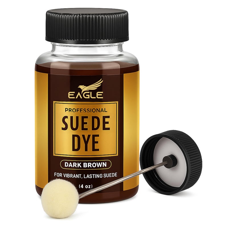 Eagle Dark Brown Suede Dye for Shoes, Boots, & Accessories â€“ Permanent Suede Color Restorer with Built-in Applicator â€“ Shoe Dye for Touch-Ups, Customization & Repairs â€“ 3 fl oz - Image 1