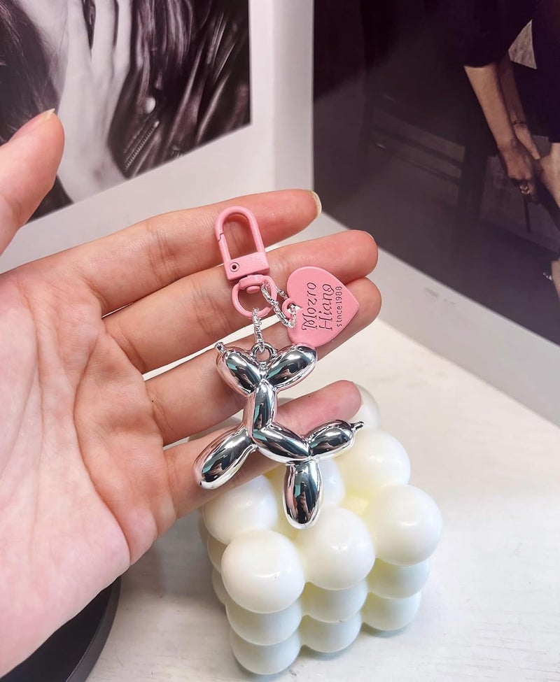 LAEKOU سلسلة مفاتيح بتصميم كلب البالون الجيلي للنساء، سلسلة مفاتيح للفتيات اللطيفات، إكسسوارات سلسلة مفاتيح لمفاتيح السيارة - Image 4