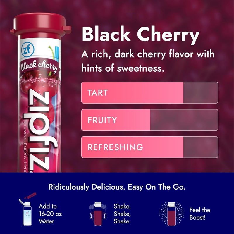 Zipfizz Energy Drink Mix - Black Cherry Flavor, Electrolyte Hydration Powder with B12 and Multi Vitamin, 20 Count - Image 5