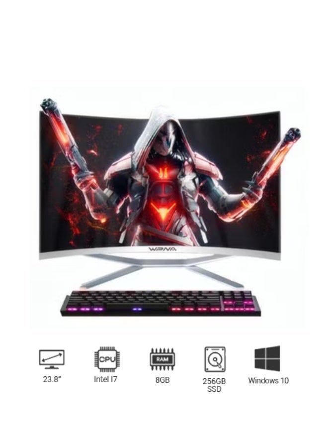 WPNA All-In-One 24-inch Desktop, Core i7-4790 Processor/8GB RAM/256GB SSD/With Keyboard And Mouse/Intel UHD Graphics/Windows 10 English /White/C24 PC001 - Image 1