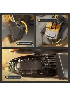 Generic [Tao Doodle] Large Alloy Remote Control Excavator Toy Car Little Boy Electric Excavator Car Engineering Vehicle-Colour:11 Channel 2.4g—excavator—alloy Version Dark Night Black-Proportion:[standard Version] 1 Set Of Lithium Batteries  - Image 4