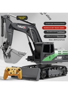 Generic [Tao Doodle] Large Alloy Remote Control Excavator Toy Car Little Boy Electric Excavator Car Engineering Vehicle-Colour:11 Channel 2.4g—excavator—alloy Version Dark Night Black-Proportion:[standard Version] 1 Set Of Lithium Batteries  - Image 1