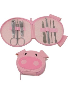 Yueton yueton Portable Nail Clipper Travel Grooming Kit Stainless Steel Manicure Pedicure Set of 7 pcs with Cute PU Leather Case 