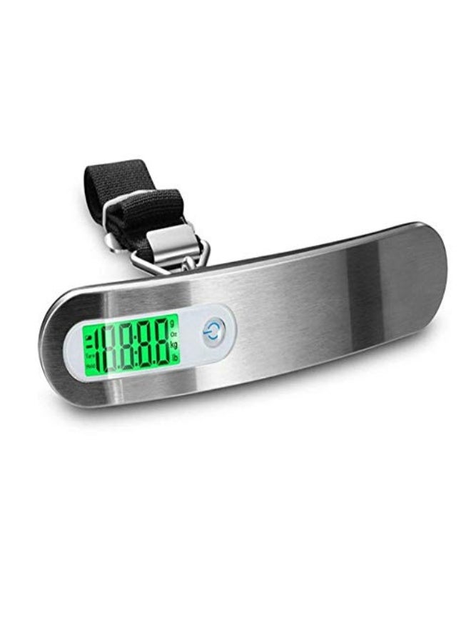 ميزان أمتعة رقمي مزود بخطاف لل وشاشة LCD - لقياس الأوزان من 10 جرام حتى 50 كغم، فضي - 2724714706659.0  - Image 2