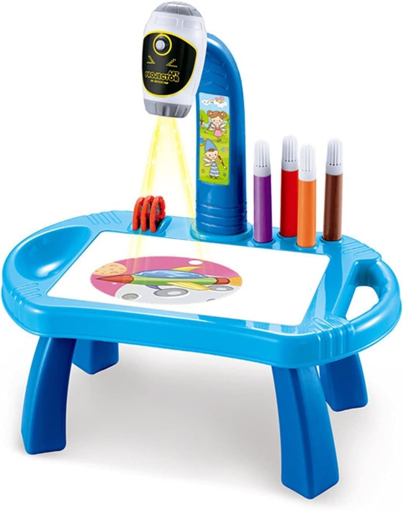 Leno Kids Learning Desk, Tracing and Drawing Projector, Art Drawing Board, Drawing and Tracing Table Toy, Early Educational Table Toy for Boys and Girls Over 3 Years Old, Blue - Image 1
