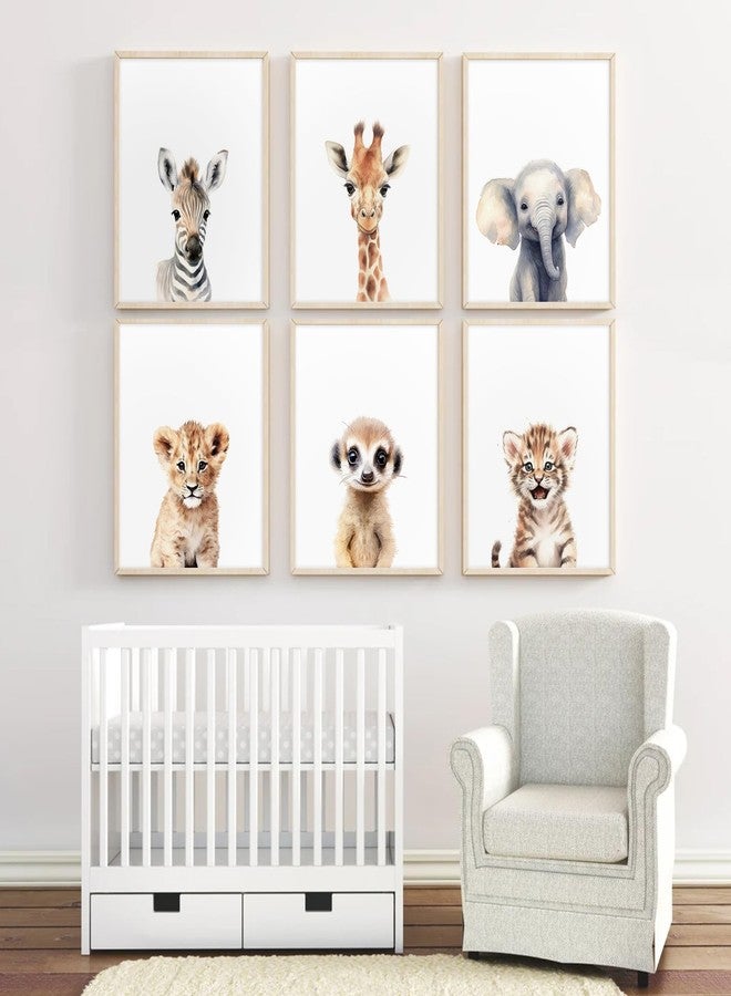 Joocrise Safari Nursery Wall Art Decor Set of 6 Baby Animal Wall Art Kids Canvas Wall Art Safari Nursery Pictures Jungle Animal Prints Baby Boy Art Giraffe Painting for Room Bedroom 8x10 Inch Unframed - Image 4
