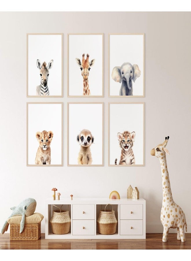 Joocrise Safari Nursery Wall Art Decor Set of 6 Baby Animal Wall Art Kids Canvas Wall Art Safari Nursery Pictures Jungle Animal Prints Baby Boy Art Giraffe Painting for Room Bedroom 8x10 Inch Unframed - Image 5