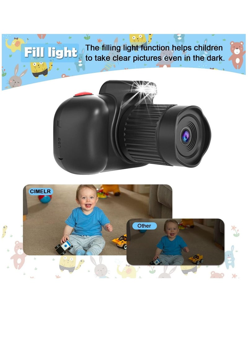 Kids Camera, Digital Camera for Kids 4-12 Year Old Boys/Girls, 2.4 inch IPS Screen Toddler Camera, Birthday Gifts for Kids, Video Camcorder with Fill Light, 32GB TF Card (Black)  - Image 2