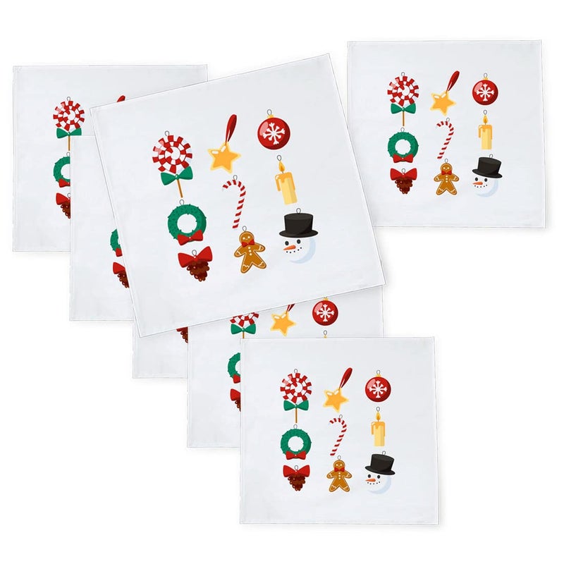 Khakee 6 Pcs Christmas Theme Silk Table Napkins 10x 10 for Xmas Decoration Christmas OrnamentsChristmas Giftxmas21490 - Image 1