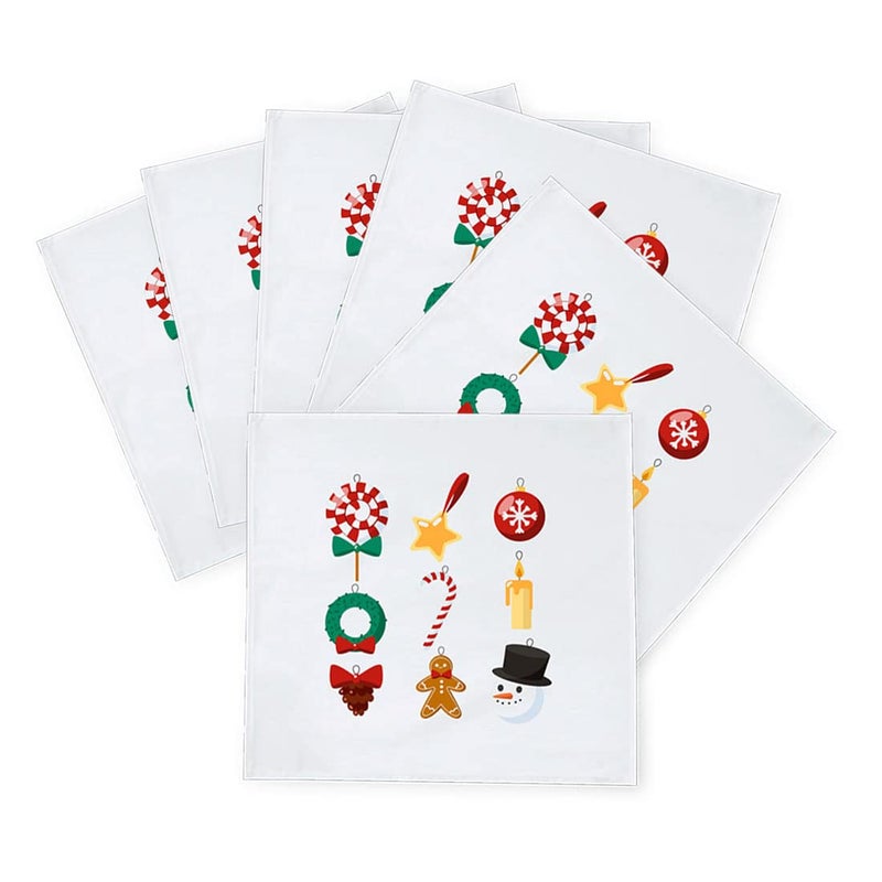 Khakee 6 Pcs Christmas Theme Silk Table Napkins 10x 10 for Xmas Decoration Christmas OrnamentsChristmas Giftxmas21490 - Image 2
