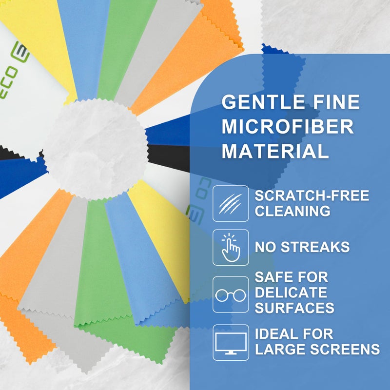 EcoFused Microfiber Cleaning Cloth 55x3 Microfiber Cloth Pack of 18 Lens Cleaning Wipes Cleaning Cloth for Glasses Eyeglasses Camera Lens Phones - Image 2