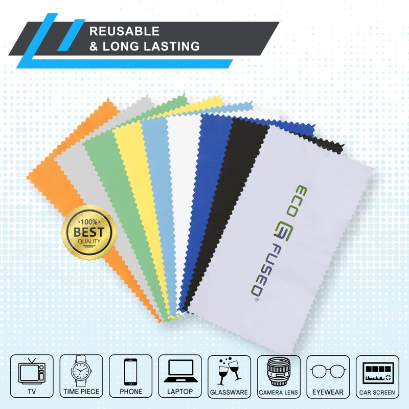 EcoFused Microfiber Cleaning Cloth 55x3 Microfiber Cloth Pack of 18 Lens Cleaning Wipes Cleaning Cloth for Glasses Eyeglasses Camera Lens Phones - Image 3