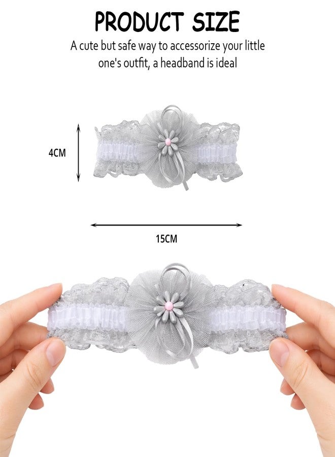 SYGA Baby Headband Set Pack of 3 for Girls 0–3 Years | Soft Stretchable Lace Flower & Bow Hairbands | Non-Slip Infant Toddler Headwraps for Photoshoots(STYLE-05) - Image 4