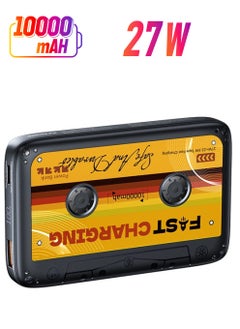 Retro Revival 10000mAh Power Bank, PD 27W Fast Charging, 22.5W USB Super Charge, Vintage Magnetic Tape Design with LED Display, Dual Device Charging, Lightweight and Portable