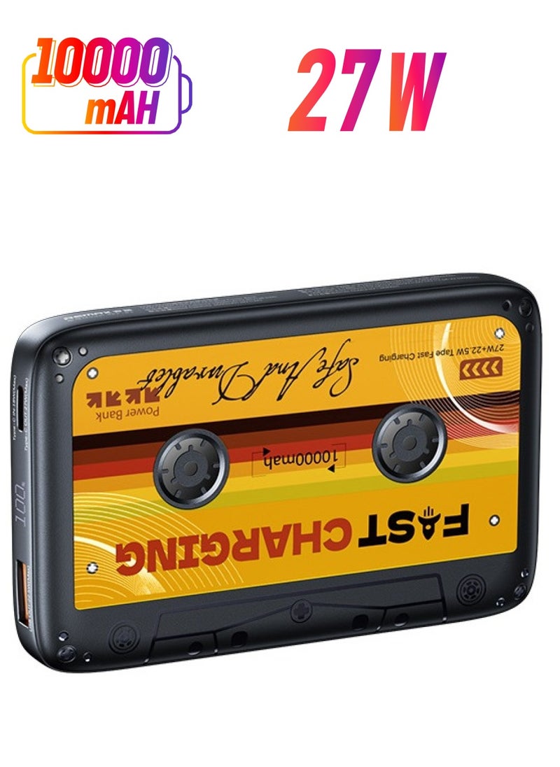 REMAX Retro Revival 10000mAh Power Bank, PD 27W Fast Charging, 22.5W USB Super Charge, Vintage Magnetic Tape Design with LED Display, Dual Device Charging, Lightweight and Portable  - Image 1