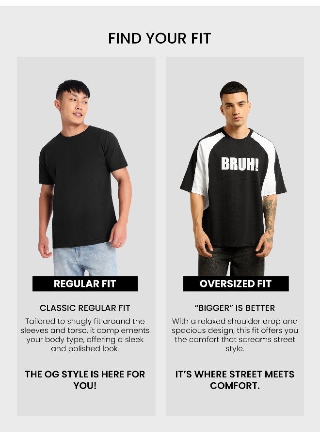 Beyoung Black Raglan Sleeves Oversized T-Shirt  - Image 2