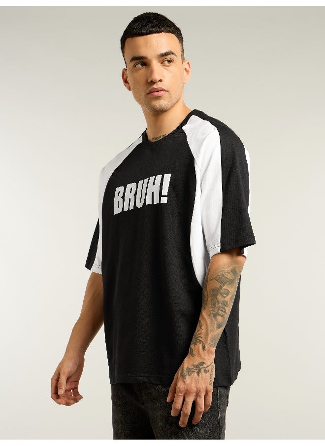 Beyoung Black Raglan Sleeves Oversized T-Shirt  - Image 4