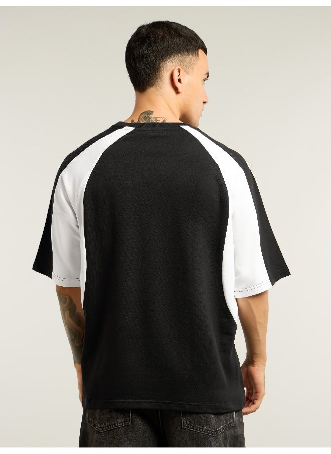 Beyoung Black Raglan Sleeves Oversized T-Shirt  - Image 5