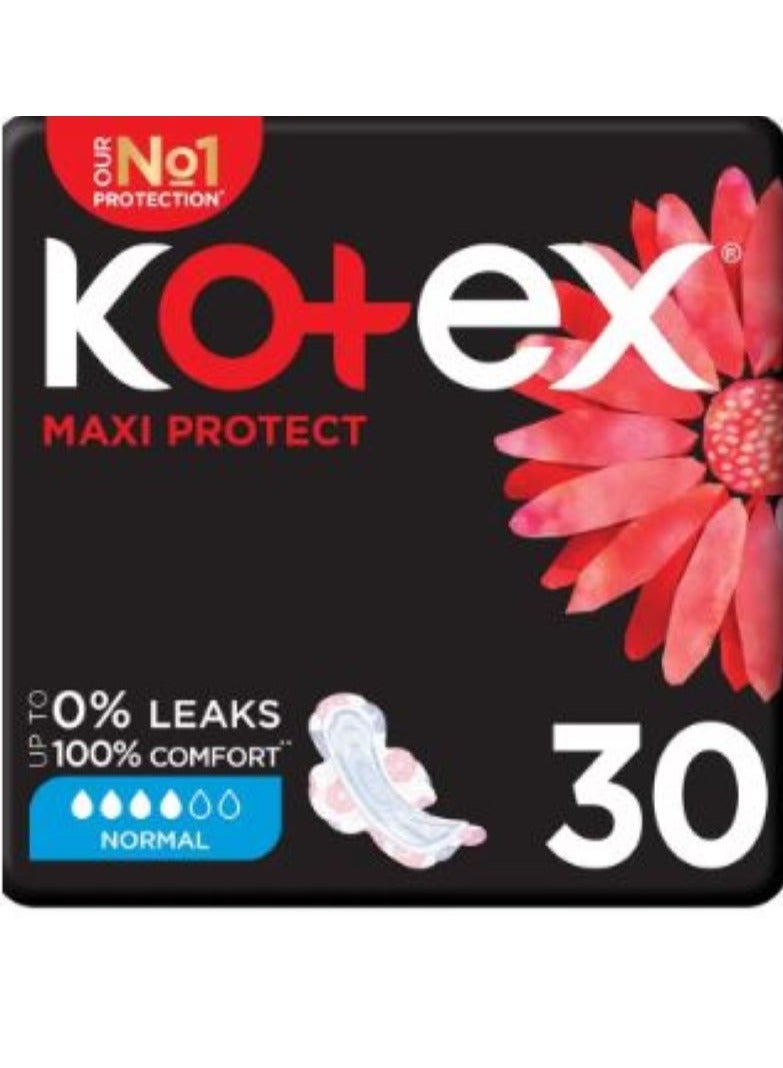 كوتكس فوط صحية ماكسي كومفرت & كلين حجم عادي بالأجنحة من كوتكس - 30 قطعة - Image 1