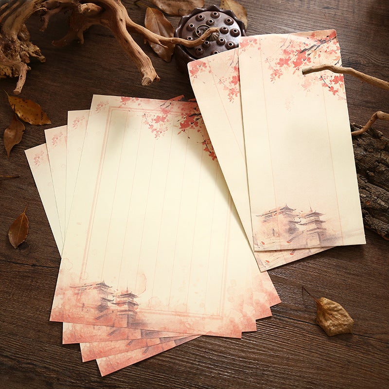 Chinese Style Letter Paper Set Romantic Retro Aesthetic Confession Love Letter Paper 4 Letter Paper + 2 Envelopes - Image 1