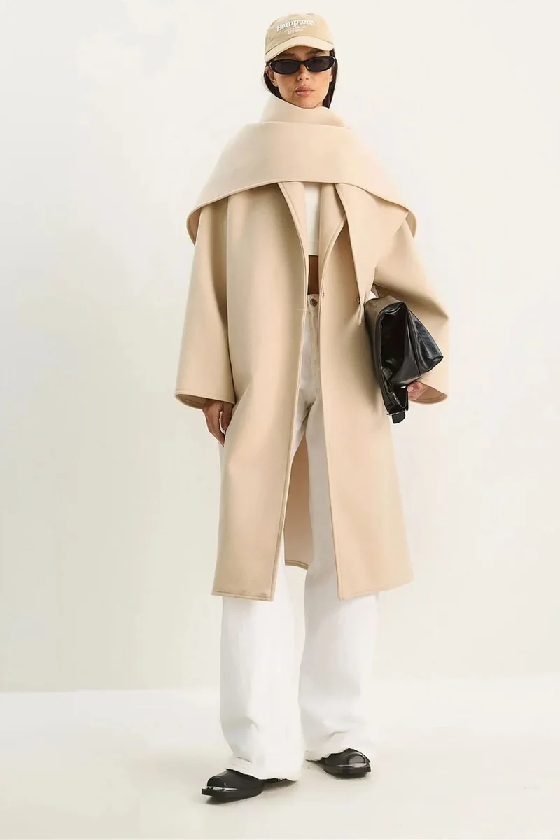 Bianco Lucci LUCCI Oversized Shawl Collar Buttoned Coat