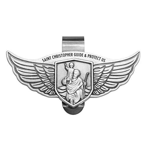 CHIMUYU St Christopher Medal Car Saint Christopher Visor Clip Angel Wings Auto Sun Visor Accessories Bless Driving Safety Religious Gift for Driver Parent Family Friend 1 - Image 1