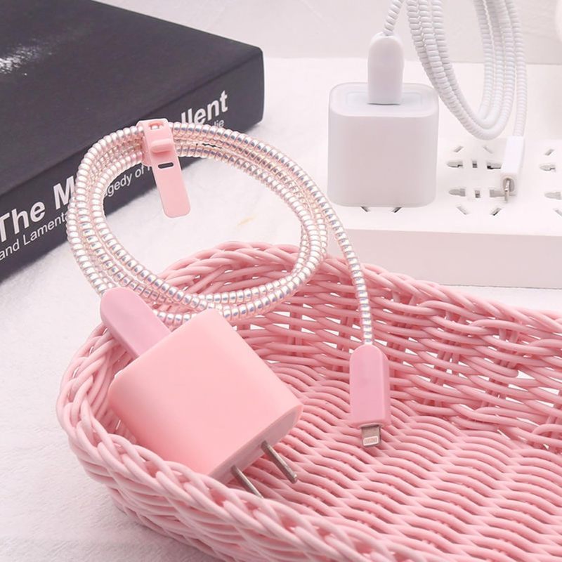 Iphone Charger Protector: Pink Silicone, Fracture Prevention, Matte Grip - Quick Installation Cable Protector for 18W Fast Charging, Daily Use And Travel - Image 3