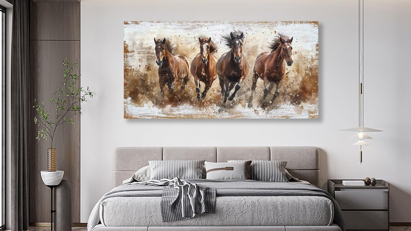 tigeridge Horses Canvas Wall Art - Brown Horse Pictures Animal Wall Decor Running Horses Painting Prints Artwork for Living Room Bedroom Home Office Wall Decorations 20" x 40" - Image 5
