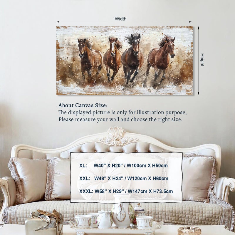 tigeridge Horses Canvas Wall Art - Brown Horse Pictures Animal Wall Decor Running Horses Painting Prints Artwork for Living Room Bedroom Home Office Wall Decorations 20" x 40" - Image 2