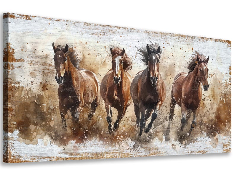 tigeridge Horses Canvas Wall Art - Brown Horse Pictures Animal Wall Decor Running Horses Painting Prints Artwork for Living Room Bedroom Home Office Wall Decorations 20" x 40" - Image 3