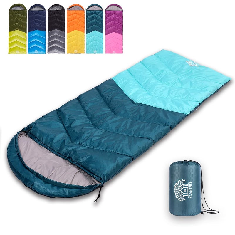 Flantree Sleeping Bag 4 Seasons Adults & Kids for Camping Hiking Trips Warm Cool Weather,Lightweight and Waterproof with Compression Bag,Indoors Outdoors Activities - Image 1