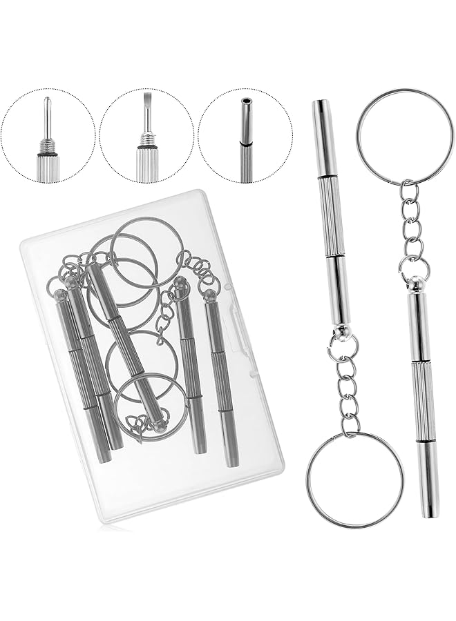 promass 5Pcs Mini Glasses Screwdriver, 3 in 1 Multifunction Eyeglass Screwdriver Repairing Kit, Tiny Screwdriver for Glasses Tightening Repair Screwdriver with Keychain - Image 1