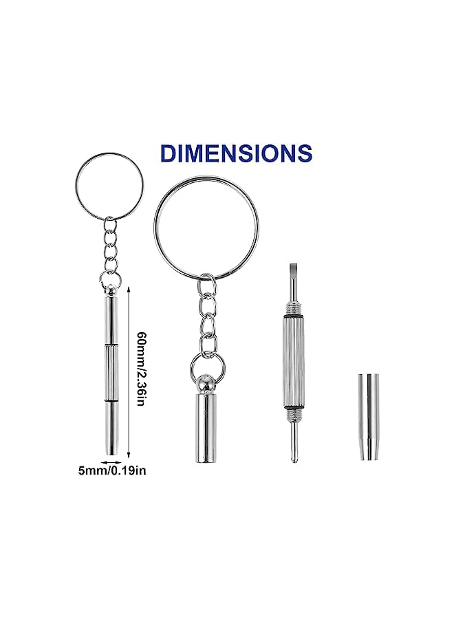 promass 5Pcs Mini Glasses Screwdriver, 3 in 1 Multifunction Eyeglass Screwdriver Repairing Kit, Tiny Screwdriver for Glasses Tightening Repair Screwdriver with Keychain - Image 4