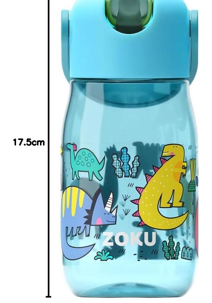 Zoku Kids Flip Straw Bottle Teal Dino, 410ml - Image 5