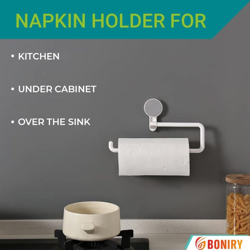 Boniry Toilet Paper Holder, Magic Sticker Self Adhesive Multifunctional Paper Towel Holder, Napkin Holder for Home, Under Cabinet, Over The Sink, Organizer Rack for Paper Towel Roll, Kitchen Towels - Image 4