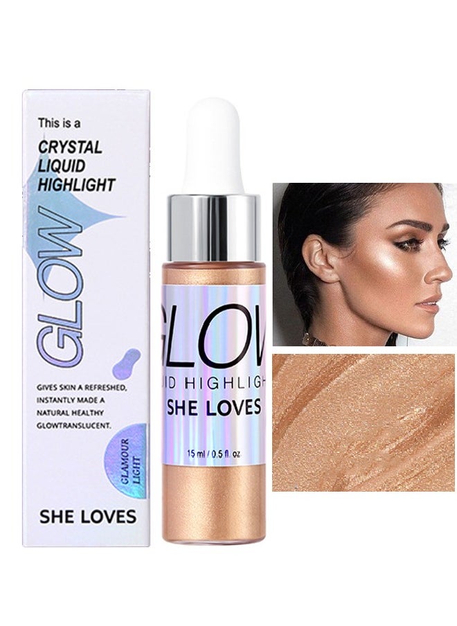 Sheloves Crystal Liquid Highlighter Makeup-Face Highlighter Bronzer Makeup Stick, Natural Glossy Finish, Lightweight Blendable Silky Smooth Cream Face Illuminator, Perfectly Blends Into Foundation (03 Rose Gol  - Image 1