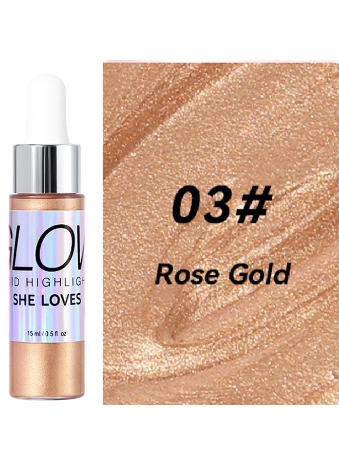 Sheloves Crystal Liquid Highlighter Makeup-Face Highlighter Bronzer Makeup Stick, Natural Glossy Finish, Lightweight Blendable Silky Smooth Cream Face Illuminator, Perfectly Blends Into Foundation (03 Rose Gol  - Image 2