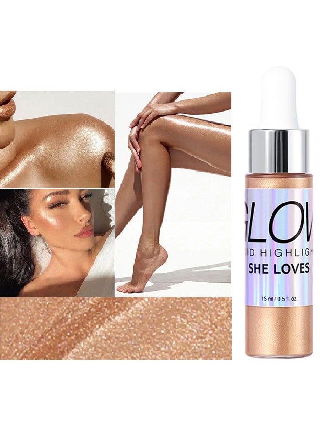 Sheloves Crystal Liquid Highlighter Makeup-Face Highlighter Bronzer Makeup Stick, Natural Glossy Finish, Lightweight Blendable Silky Smooth Cream Face Illuminator, Perfectly Blends Into Foundation (03 Rose Gol  - Image 3