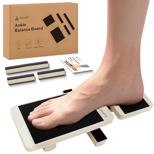 ElaraFit Single Leg Balance Board Wooden Foot Strengthener Trainer for Sprained Ankle and Achilles Tendon, Stability Training Plantar Fasciitis Relief, Stronger Ankles & Better Balance in 10 Minutes Daily - Image 1